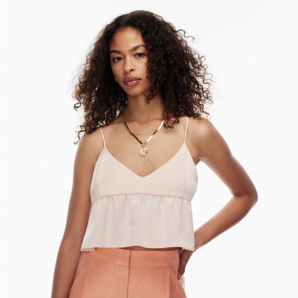 NWOT Aritzia Wilfred Babydoll Lover Satin Camisole Cropped
